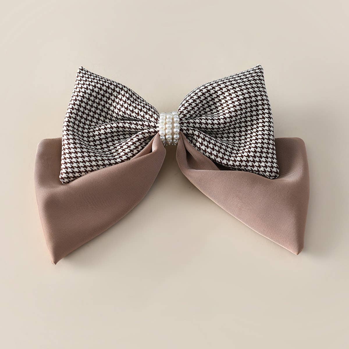 HOUNDSTOOTH FASHION BIG BOW HAIRPIN