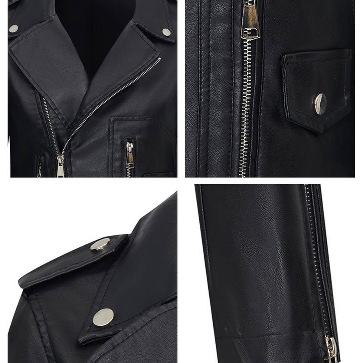 Fall Women?™s PU Leather Jacket?“Slim Commuter Coat_CWMM9020