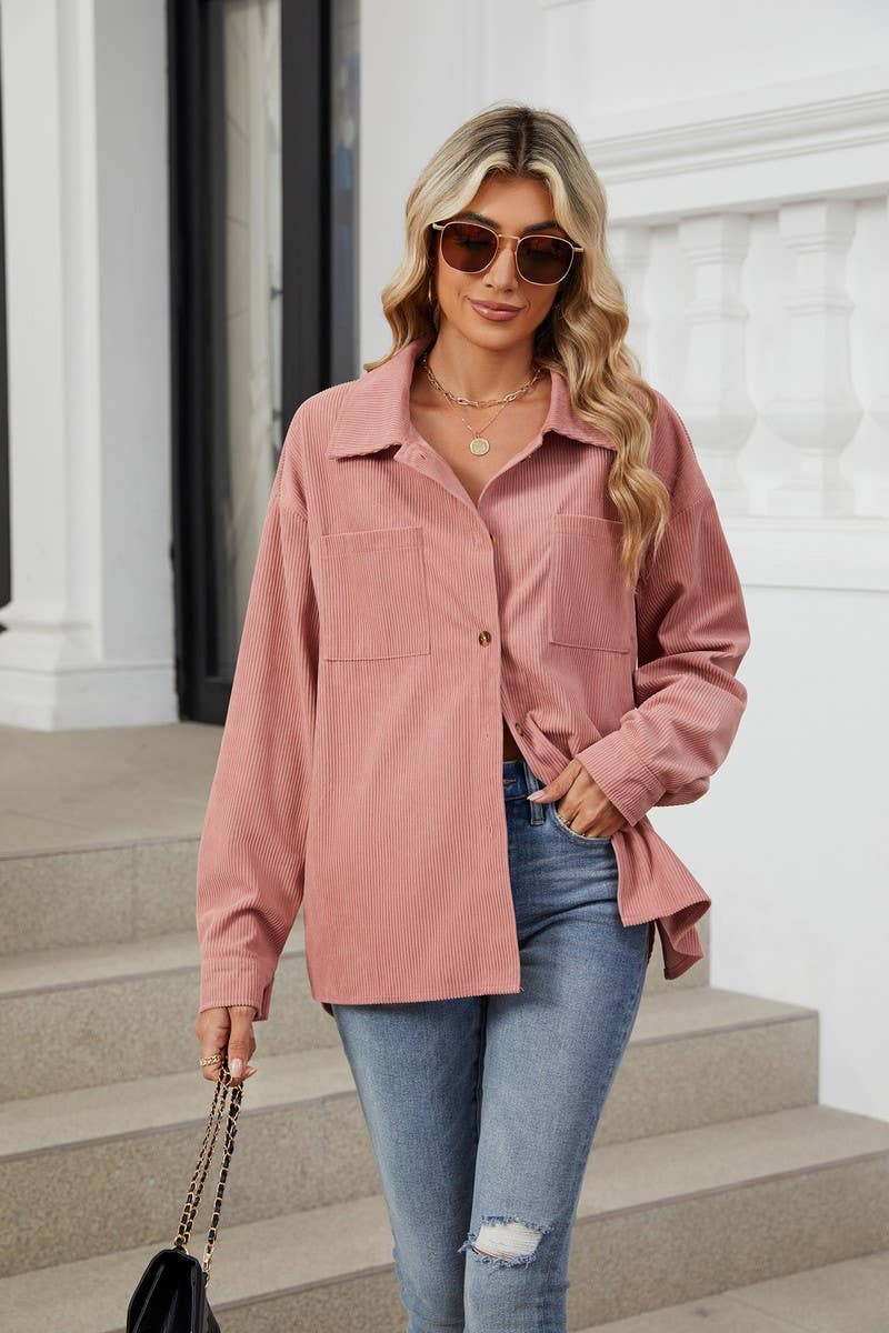 CWOBL0187_COLLAR POCKET COLLAR SOLID COLOR SPLICING SHIRT