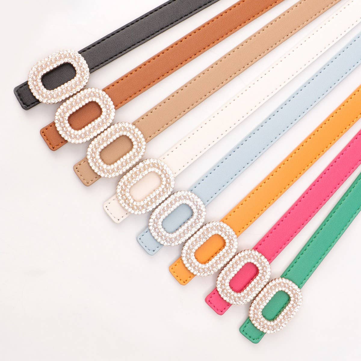 CLASSIC VINTAGE RHINESTONE PEARL BUCKLE BELT_CWABE0389
