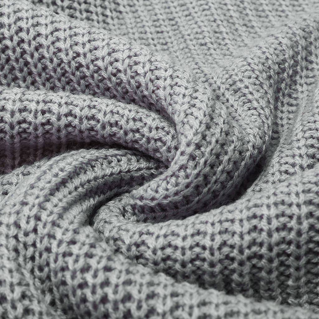 CHICKEN-NECKED LANTERN SLEEVE STRIPED SWEATER