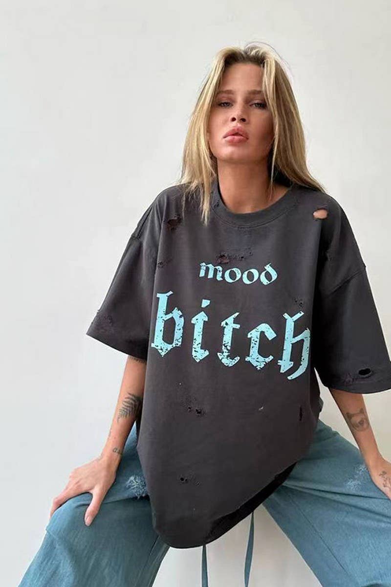 CWTTS1275_DISTRESSED LETTER PRINT SHORT-SLEEVED T-SHIRT