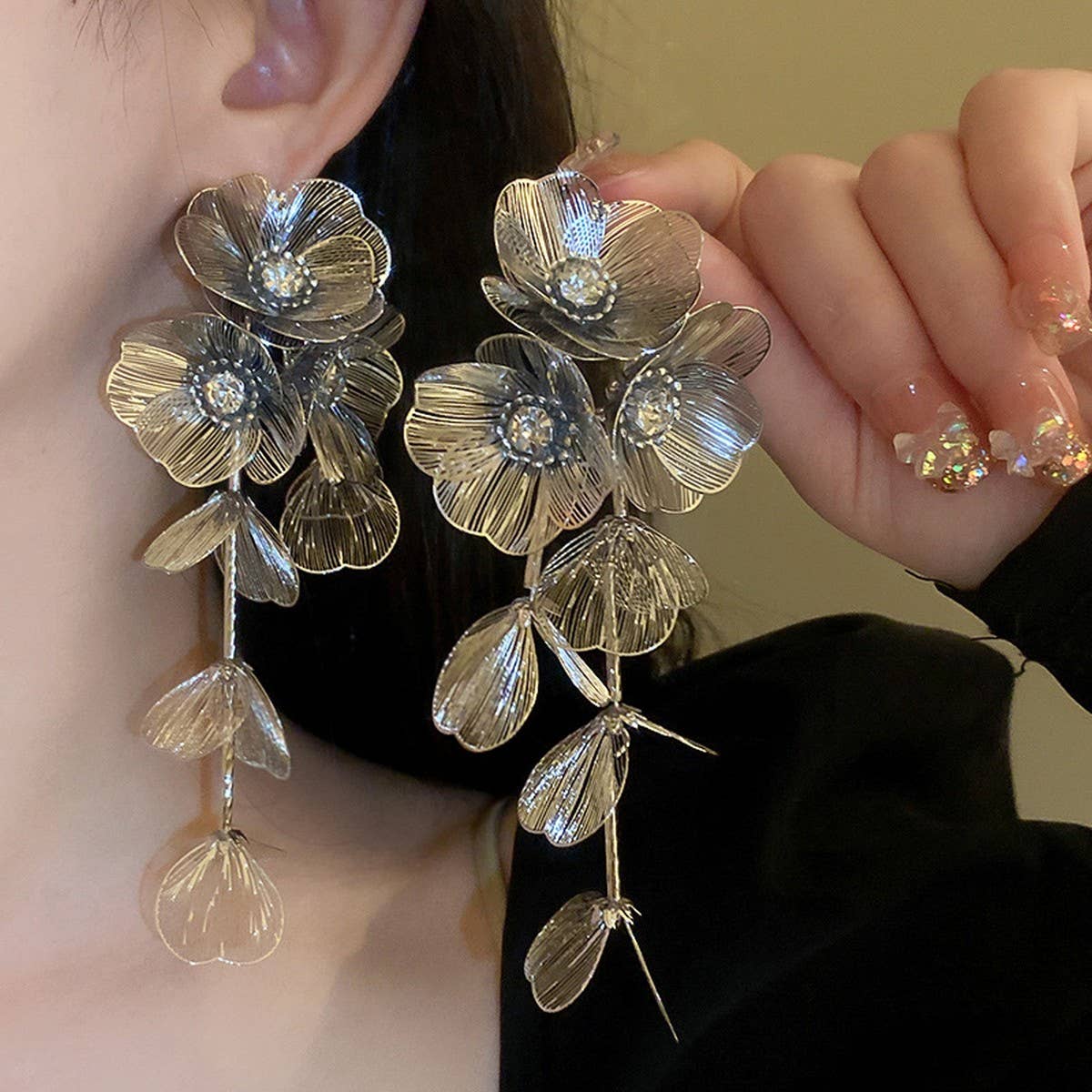 PERSONALIZED FLOWER LONG TASSEL EARRINGS_CWAJE2052