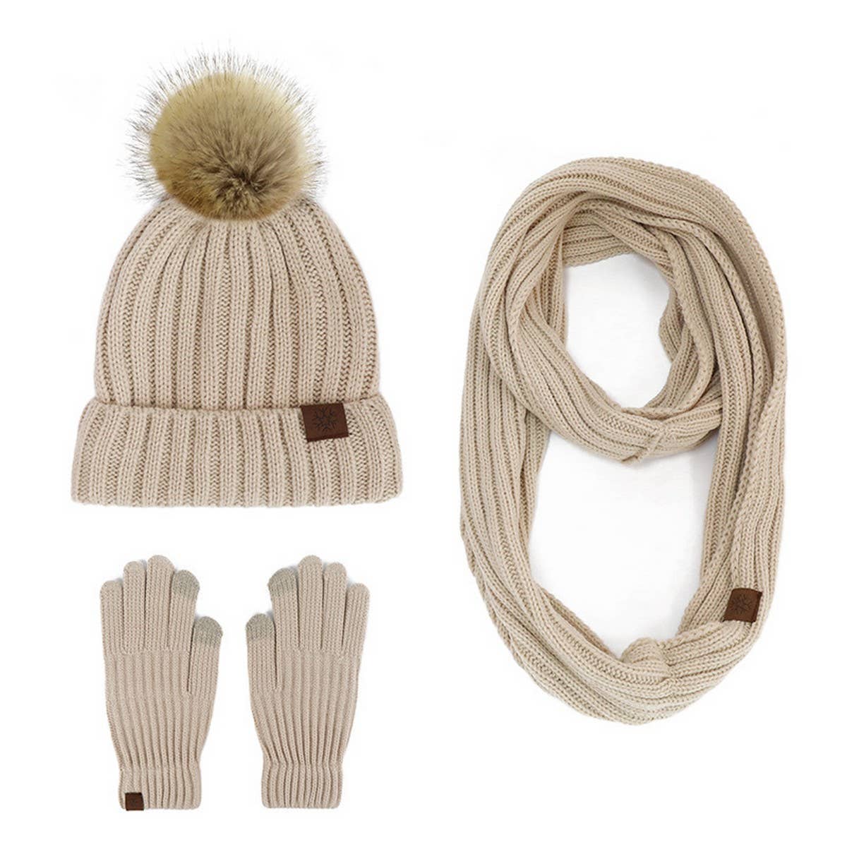 WINTER ADULT OUTDOOR WARM KNITTED SCARF SUIT WOMEN