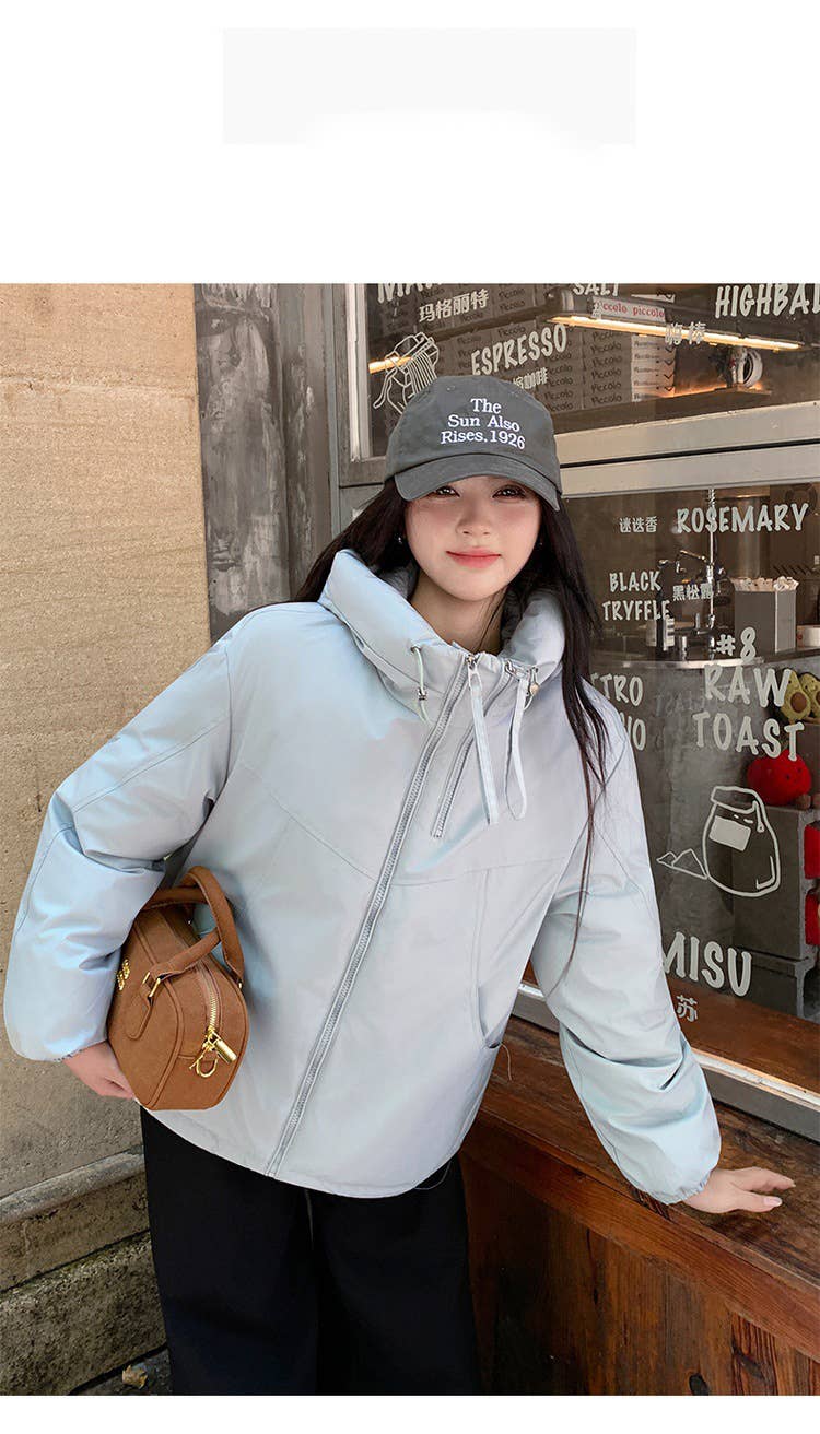 Casual hooded cotton windbreaker jacket