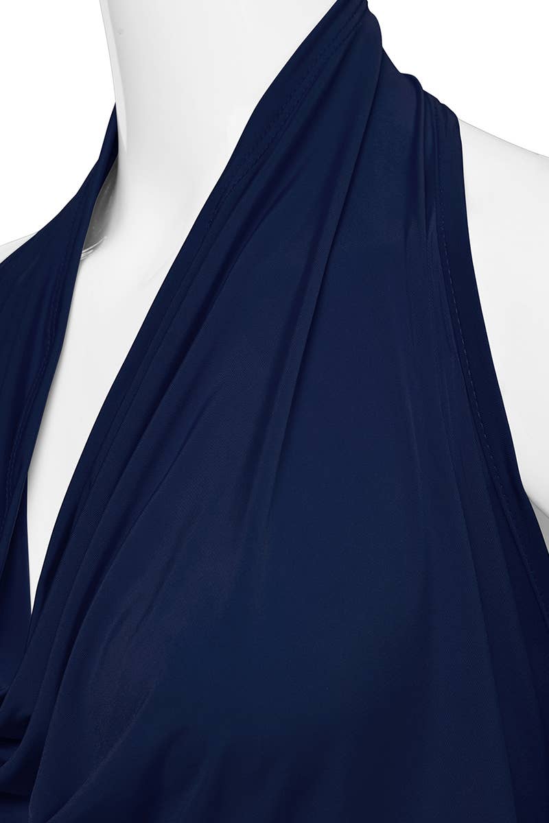 AWTHT028-P_Halter Neck Draped Front Open Back Top