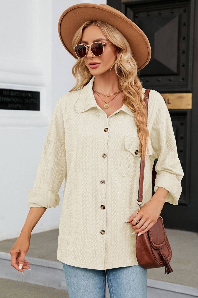 CWTSTL2218_LAPEL BUTTON DOWN LONG SLEEVE SHIRT TOP