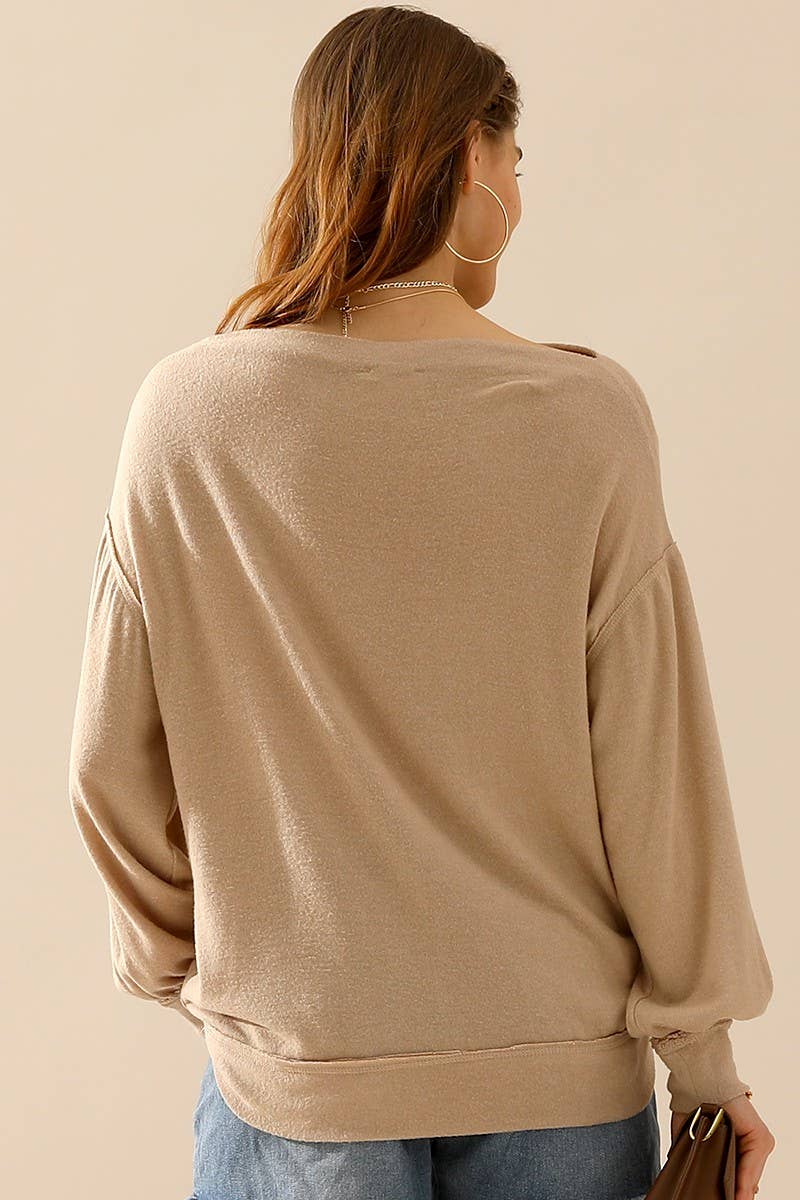 CWTTL1507_ NECK PULLOVER SWEATER KNIT TOP WITH RAW SEAM