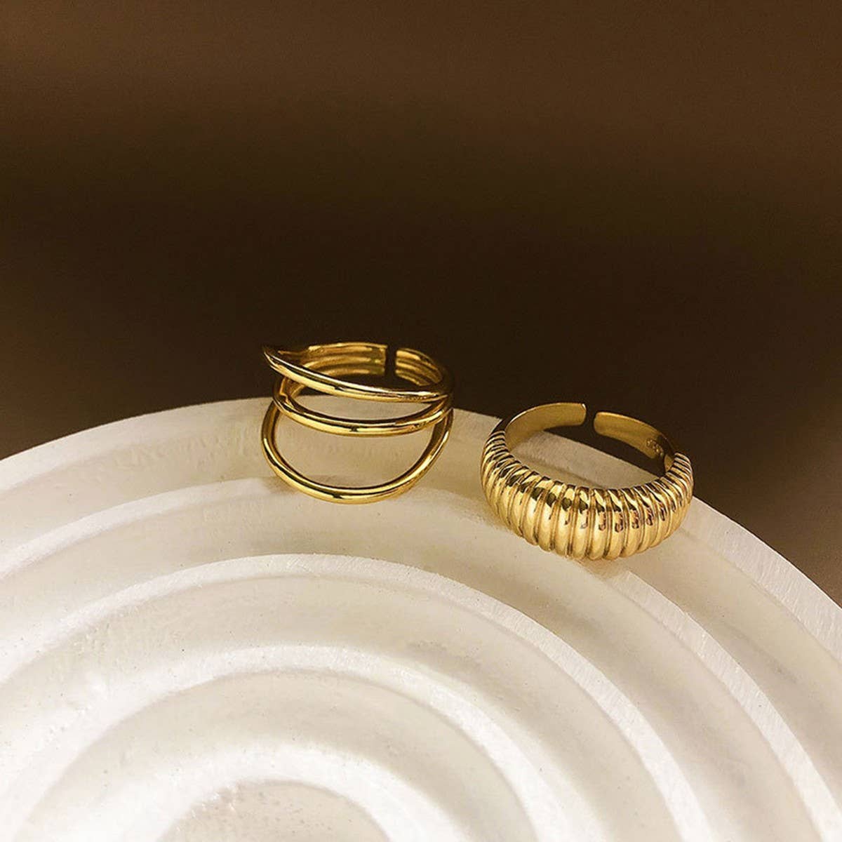 NEW GEOMETRIC OPEN RING 2-PIECE SET
