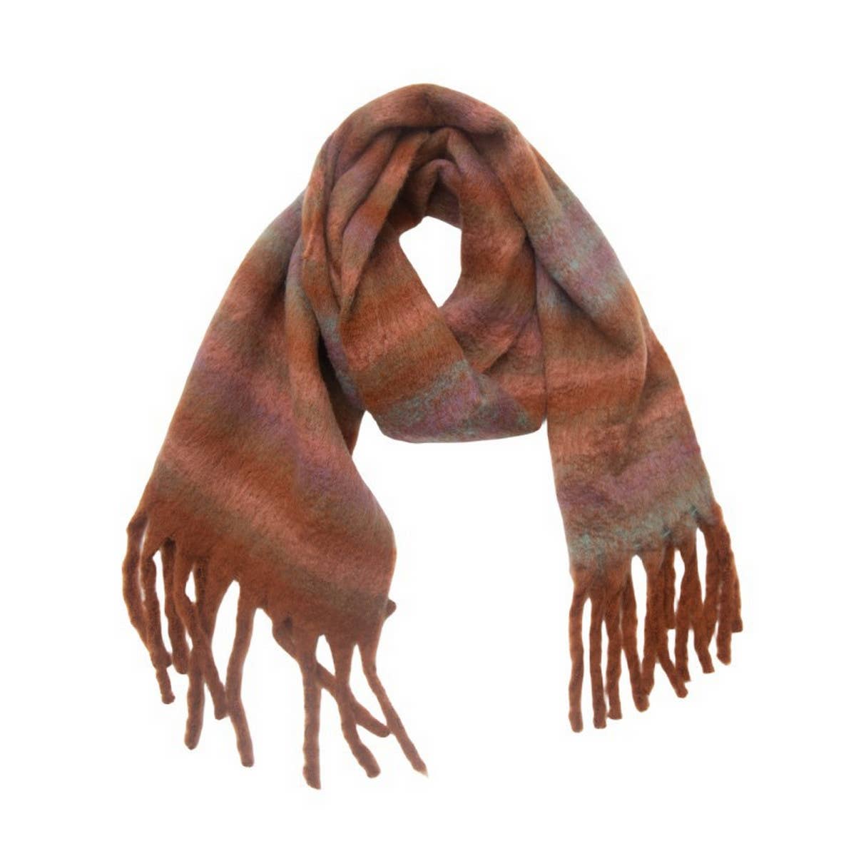Chunky Circle Yarn Plaid Scarf - Thick Fall/Winter