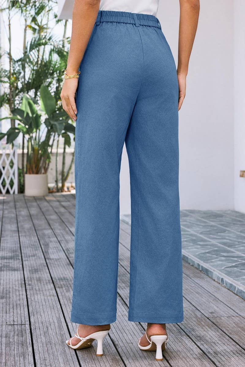CWBLP1852_SOLID COLOR HIGH WAIST POCKET WIDE LEG TROUSERS