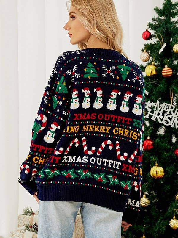 Christmas tree crewneck snowman Christmas sweater