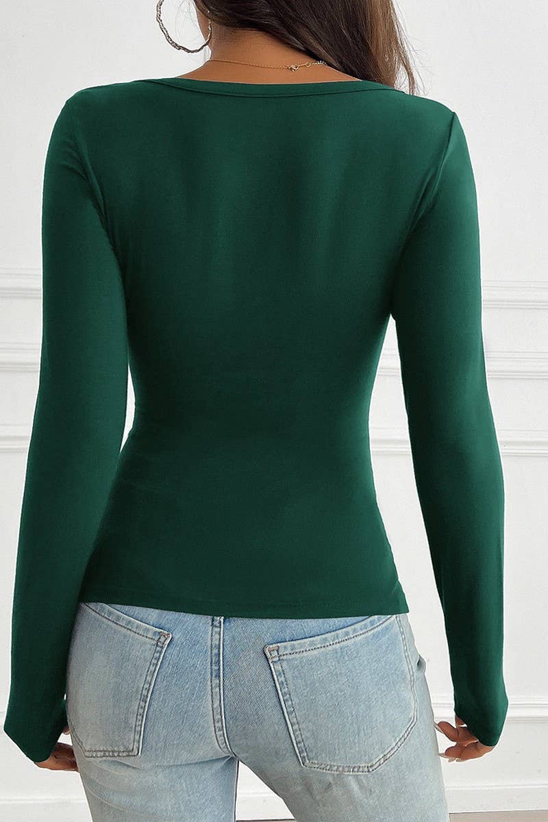 CWTBLL2774_SLIM FIT BUTTON V-NECK LONG SLEEVE KNIT T-SHIRT