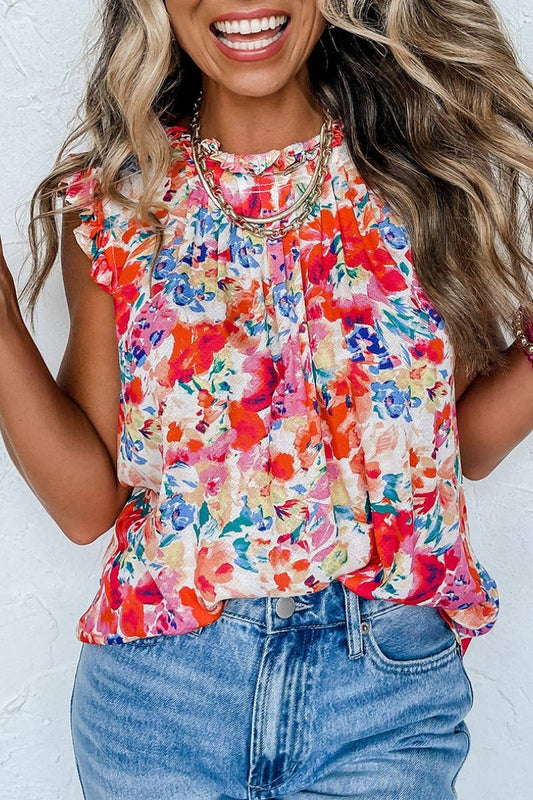 CWOV0392_CREW-NECK SLEEVELESS FLORAL PRINT TANK TOP
