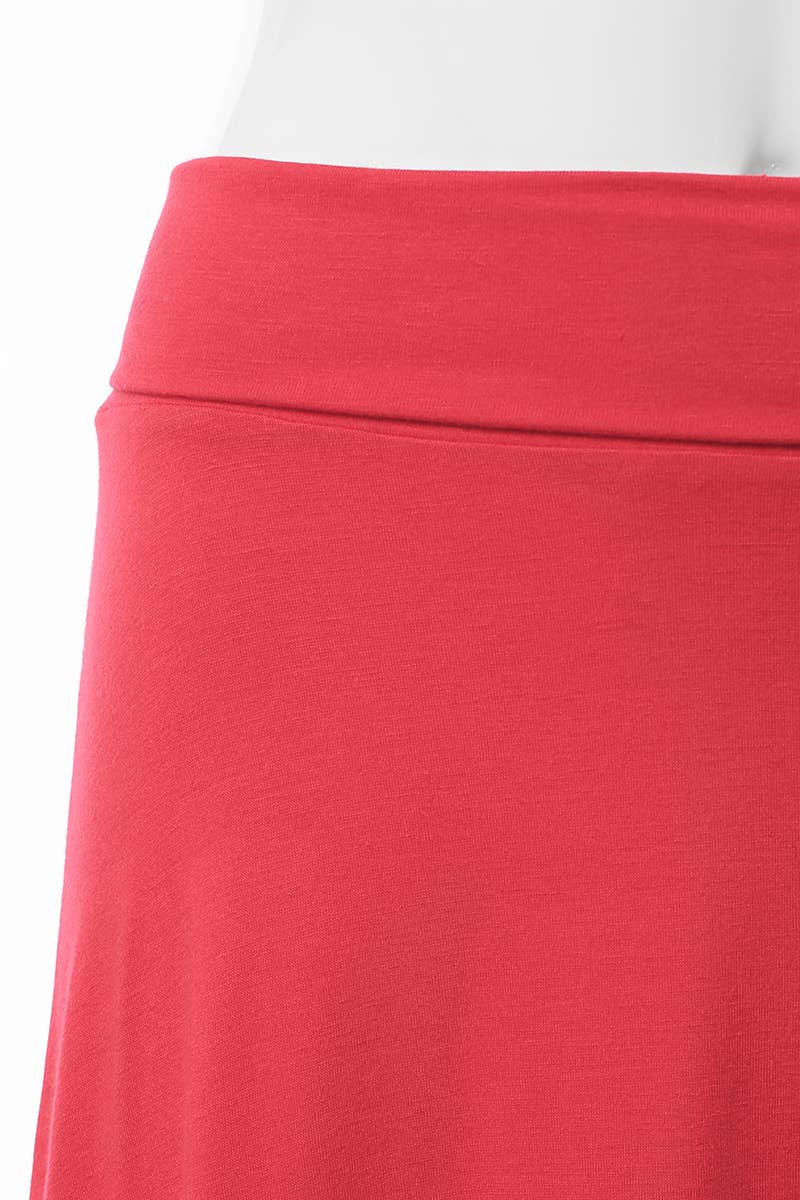 AWBMS204_High Waist Elastic Flared Midi Skirt