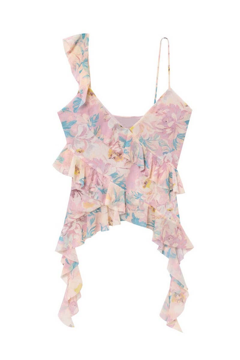 CWTTSL0357_LAYERED EMBELLISHED PRINTED TULLE CAMISOLE TOP