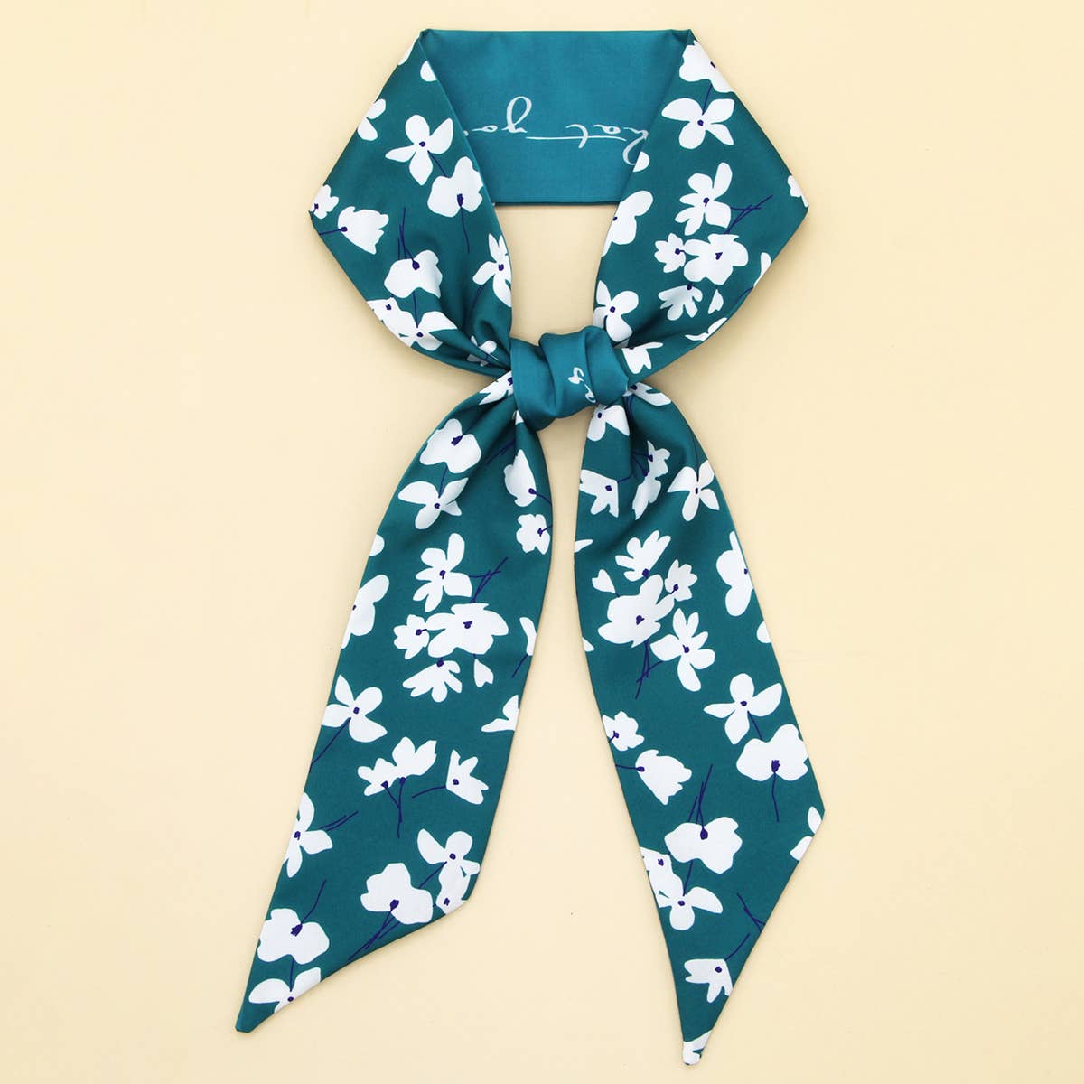 Chic Bowknot Letter Print Skinny Scarf Ribbon_CWASC0099