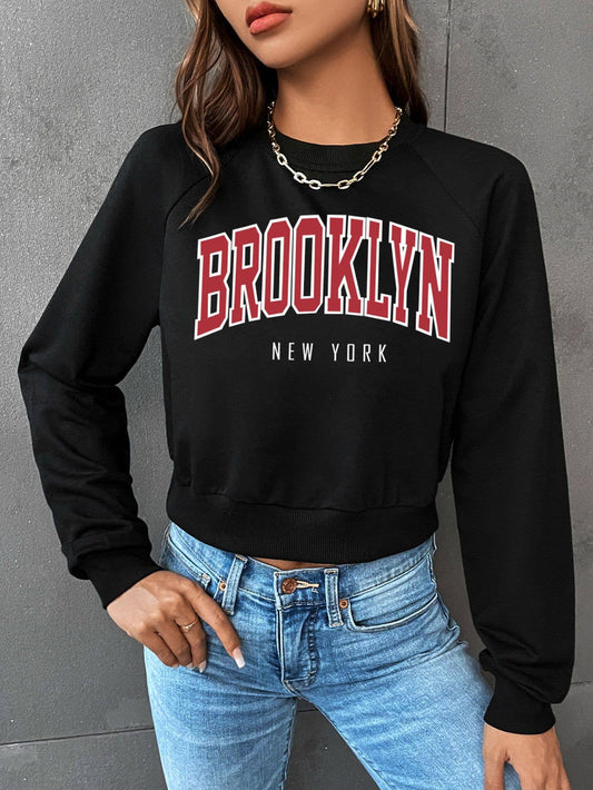 Casual sporty style crop top letter hoodie