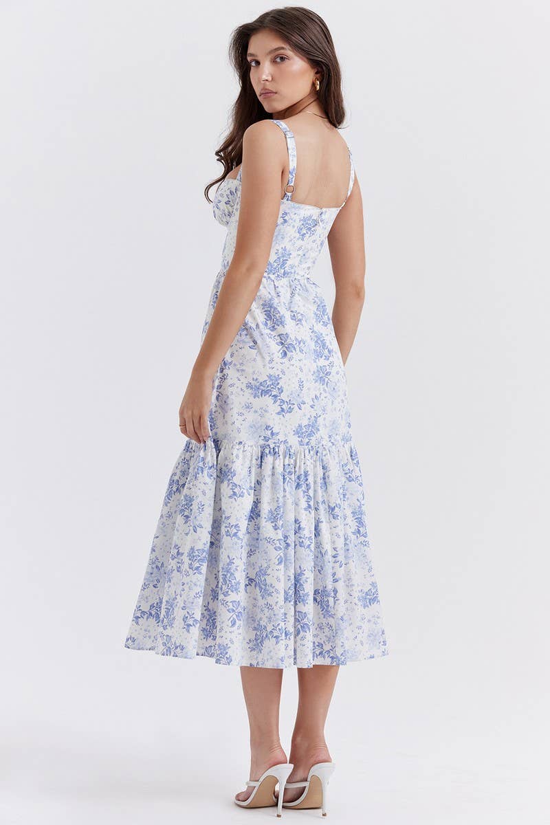 CWDMD5623_OFF-SHOULDER PLEATED LACE FLORAL DRESS