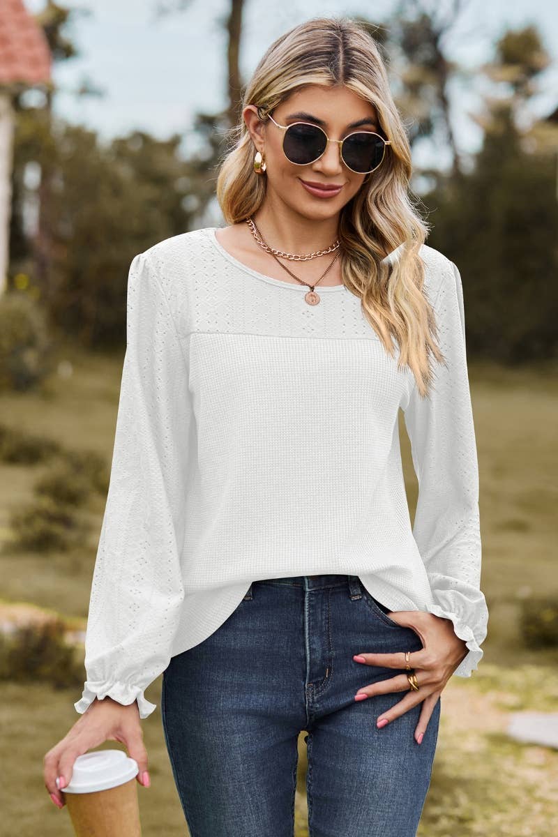 CWTBLL2805_CASUAL CREW-NECK FALL LONG-SLEEVED TOP