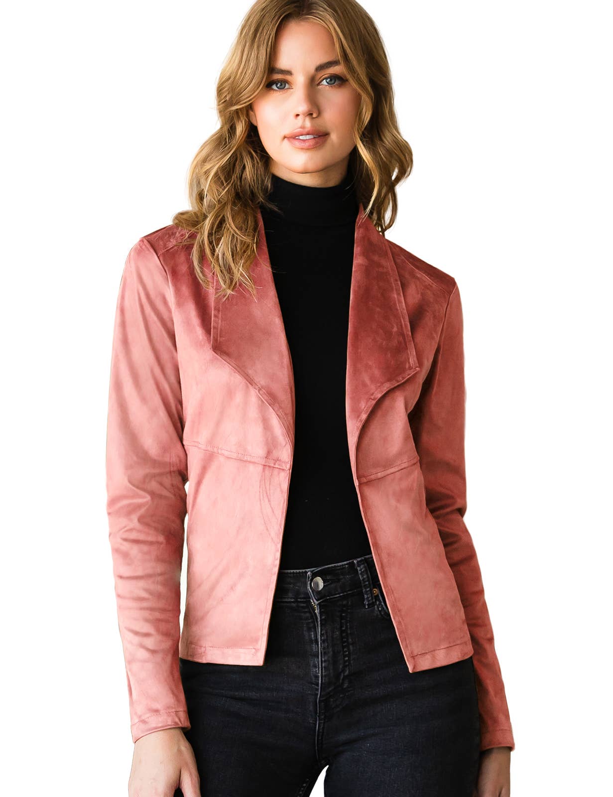 CWOJA707_FAUX SUEDE LEATHER MOTO OVER HIP JACKET