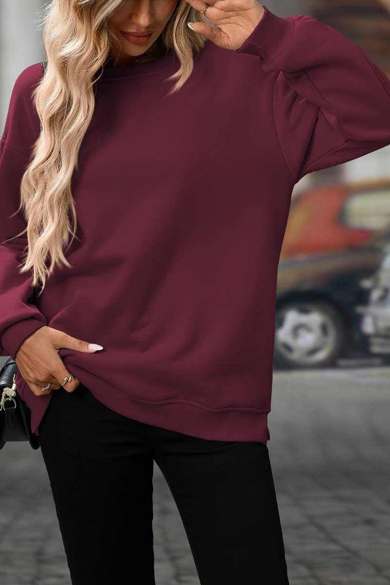 CWTBLL00831_SOLID COLOR CREWNECK PULLOVER SWEATSHIRT