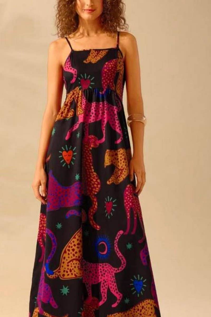 CWDMD5837_FLORAL PRINT STRAPPY BOHO VACATION DRESS