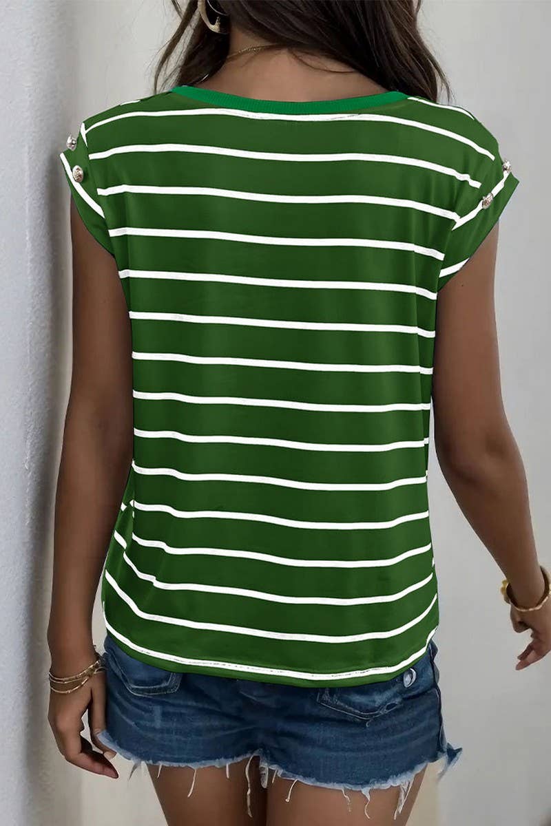 CWTTS1290_SUMMER FASHION SLEEVELESS STRIPED T-SHIRT