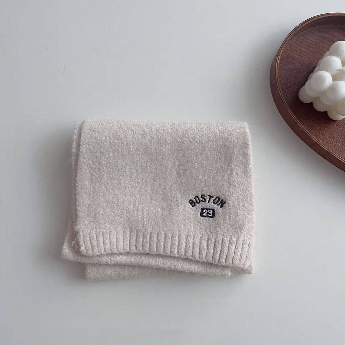 Embroidered Wool Scarf for Kids - Winter Warmth