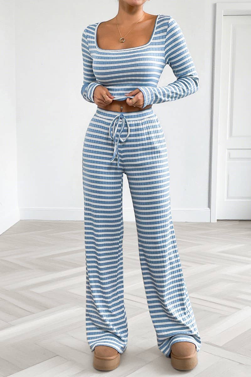 CWSTB00397_STRIPED SLIM FIT SPORTY LOUNGEWEAR SET