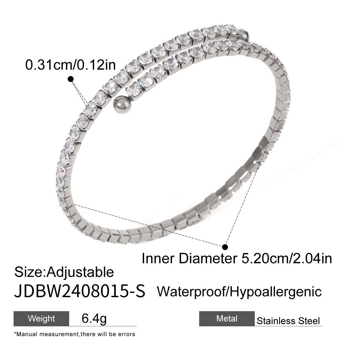 18K Gold White Zircon Full Pave Cuff Bracelet_CWAJE4659