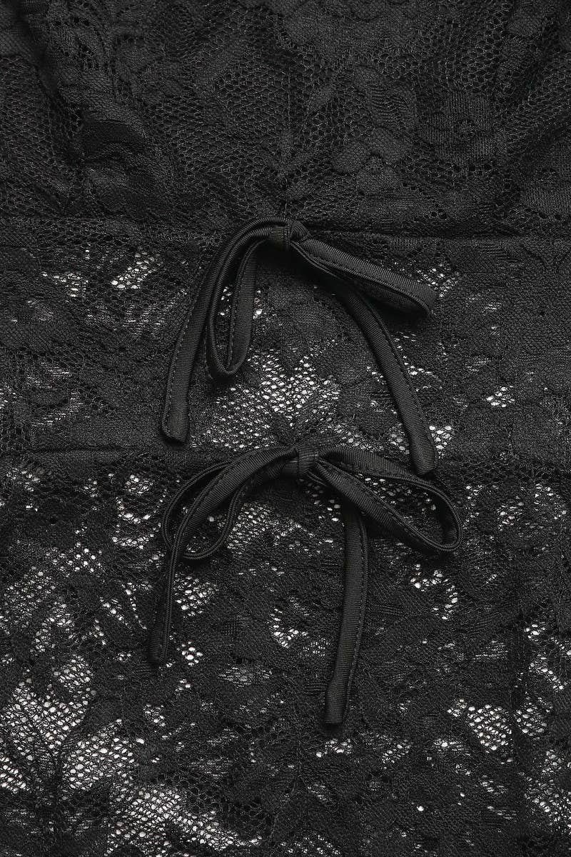 CWSBSL0172_LACE PATCHWORK LONG SLEEVE V-NECK SHEER BODYSUIT