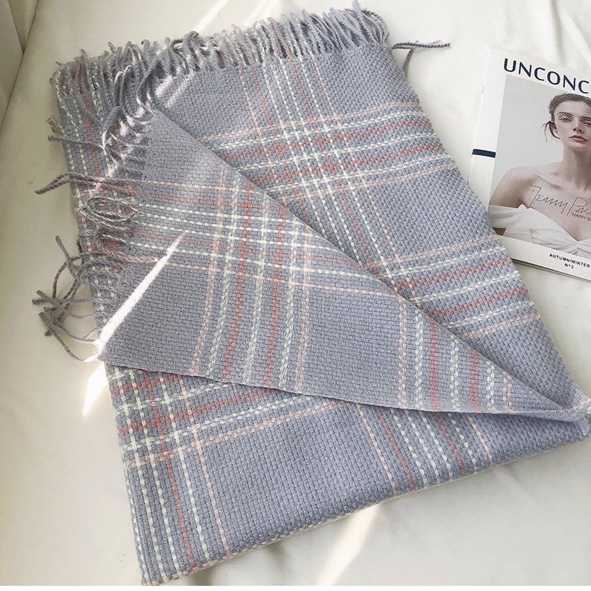Plaid Faux Cashmere Scarf ??Thick Warm Winter Wrap_CWASC1453