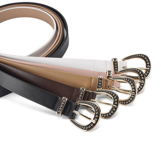 SOLID COLOR VINTAGE PIN BUCKLE DECORATIVE BELT_CWASC0573
