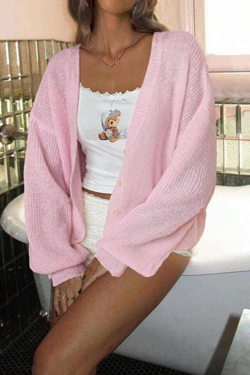 CWOCAL00825_SOLID V NECK CROPPED KNIT CARDIGAN