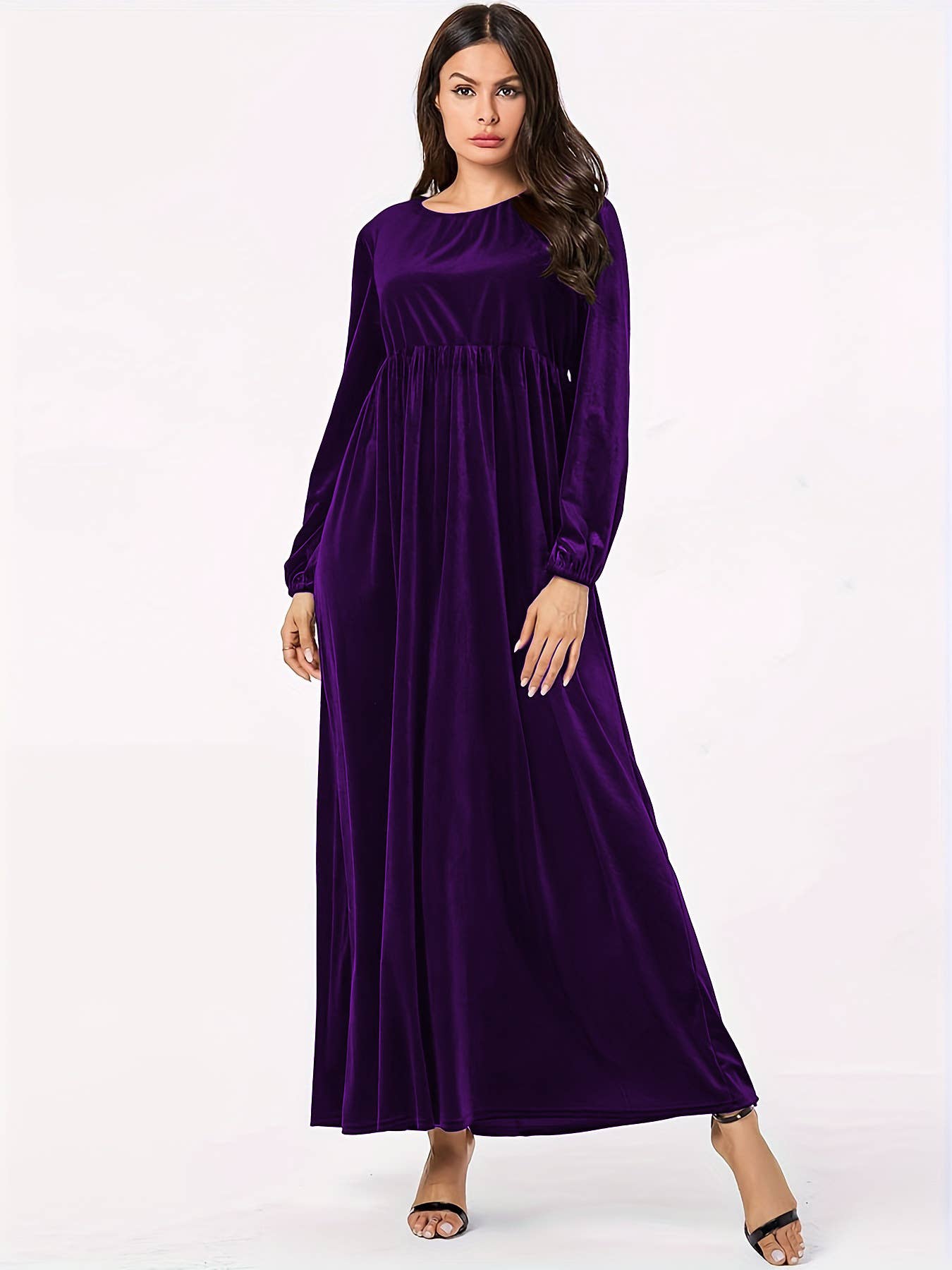 Fashionable round-neck velvet loose dress