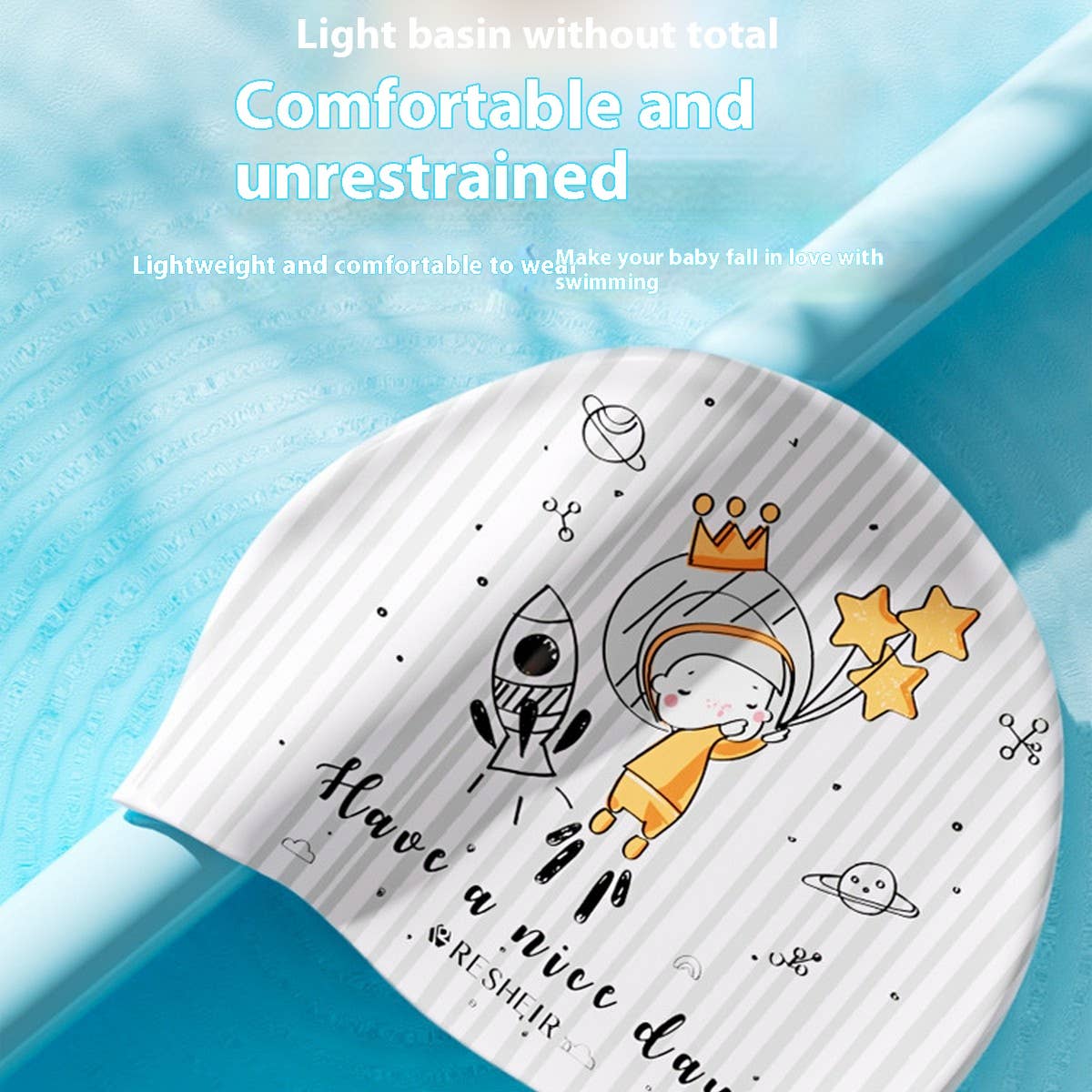 Kids' XL Silicone Swim Cap Waterproof,Cute Cartoon