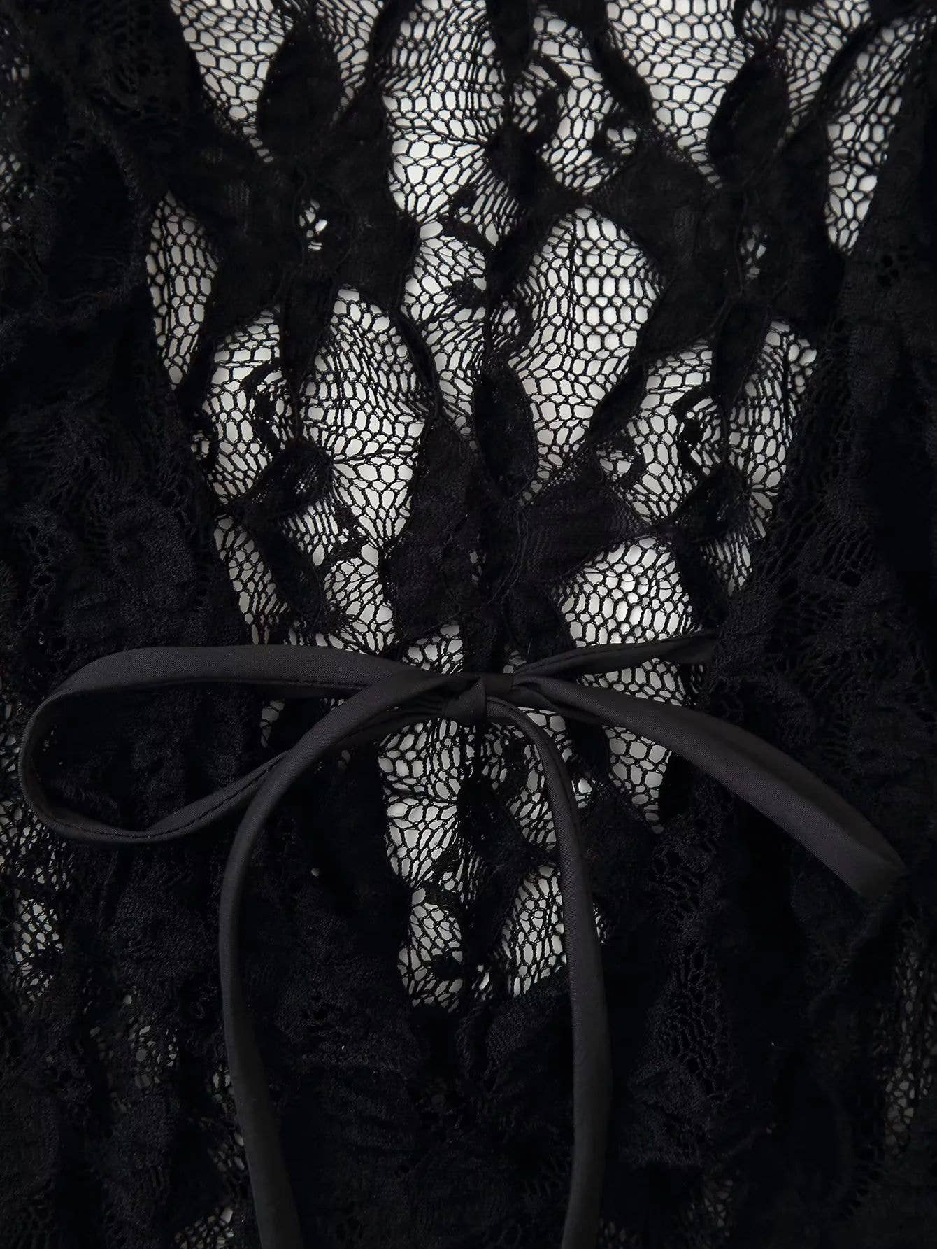 Bow tie V-neck fitted long-sleeved top