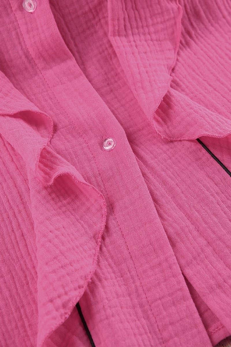 CWSPJ0312_SOFT COTTON LONG-SLEEVED SHORTS PAJAMA SET