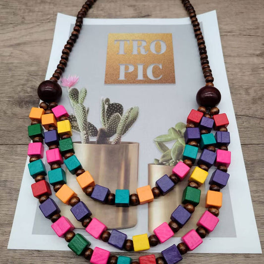 BOHEMIAN COLORFUL WOODEN BEADS NECKLACE_CWMM4849