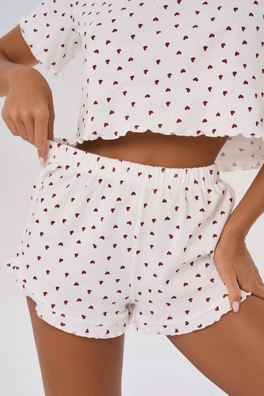 CWSPJ0047_KNIT PRINTED SHORT SLEEVED SHORTS PAJAMAS SET