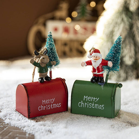 Iron Colorful Xmas Tree Ornament Reindeer Santa
