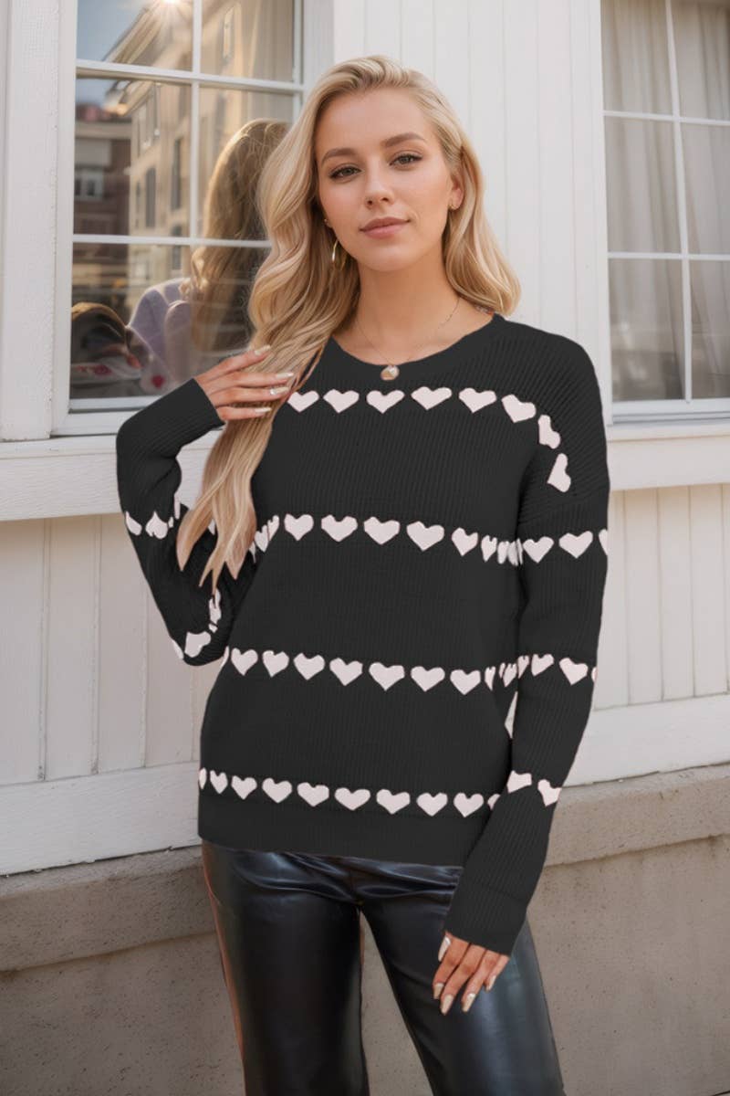 CWOSWL6742_WINTER CREW-NECK LONG-SLEEVED LOVE SWEATER