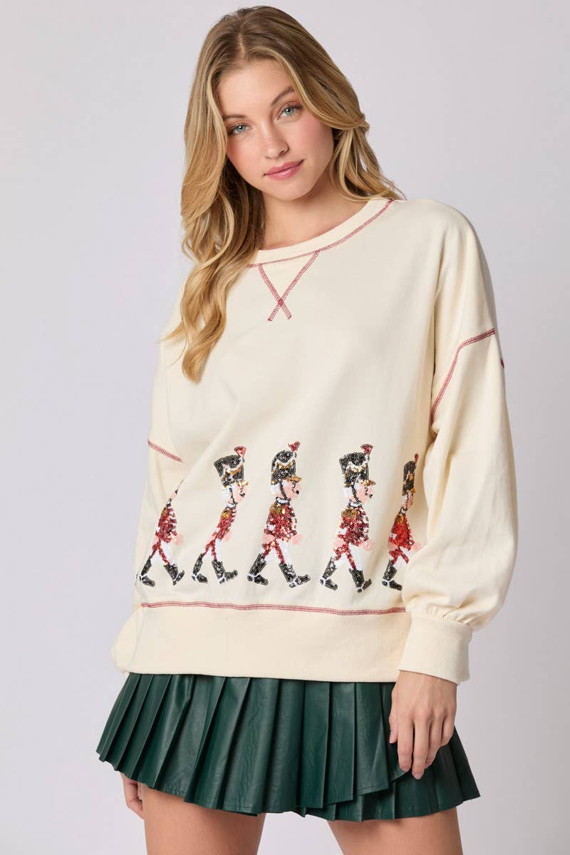 CWTBLL01244_SEQUIN NUTCRACKER SOLDIER CHRISTMAS SWEATSHIRT