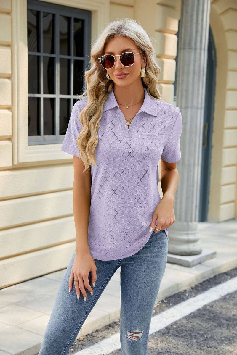 CWTTS0817_V-Neck Short Sleeve Knit Top