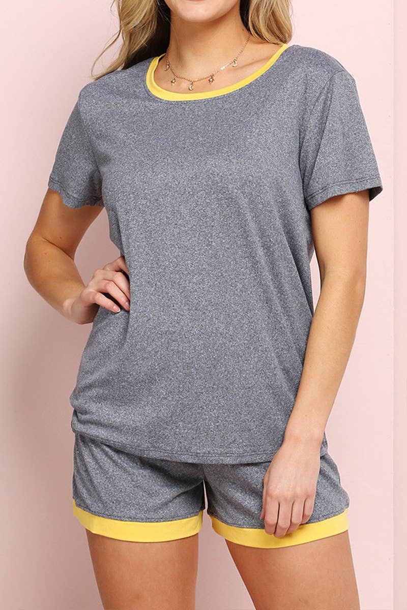 CWSPJ031-P_SHORT SLEEVE TOP WITH SHORTS PAJAMA SET