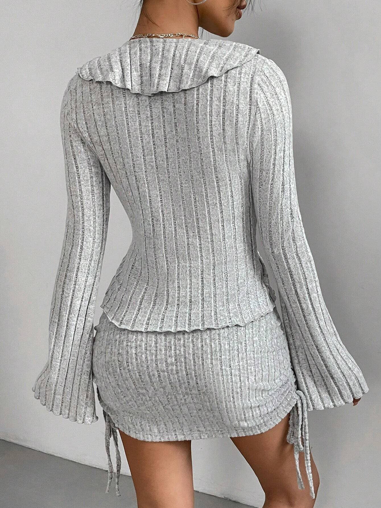 ELEGANT FASHION WOODEN EAR EDGE TWO-PIECE SET