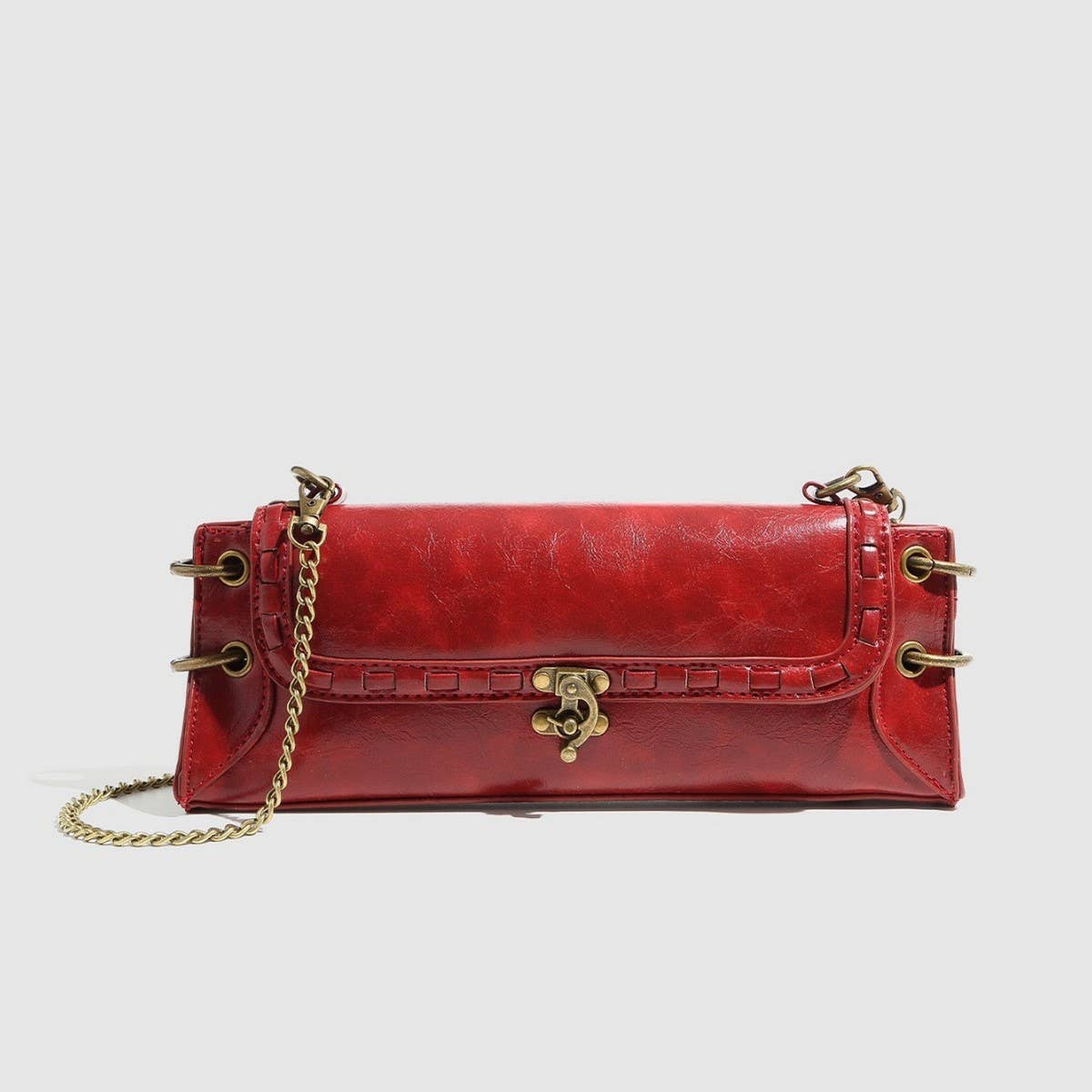 Bronze Lock Chain Shoulder & Clutch Bag_CWAB5710