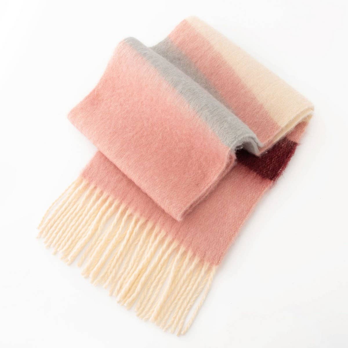 CWASC2722_DOPAMINE RAINBOW FLUFFY THICK WARM SCARF SHAWL