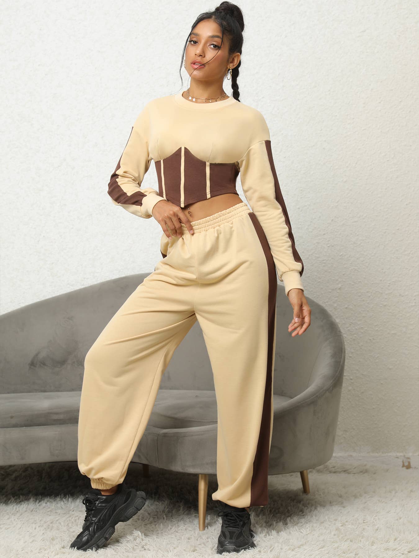 COLOR MATCHING HOODIE, HOODIE AND PANT SET